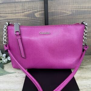 Calvin Klein Fuschia Small Crossbody Bag Purse Chain Strap